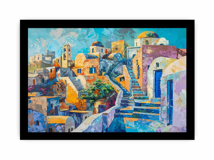 Santorini Painting framed Print