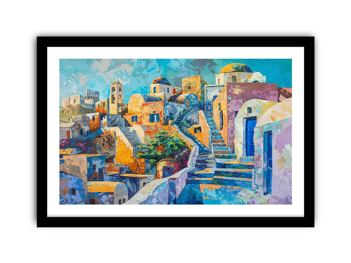 Santorini Painting framed Print