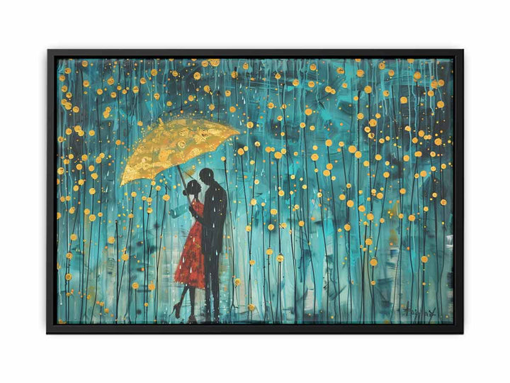 Love in Rain Art canvas Print