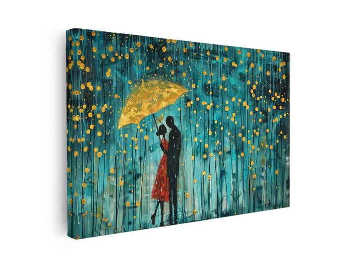 Love in Rain Art canvas Print