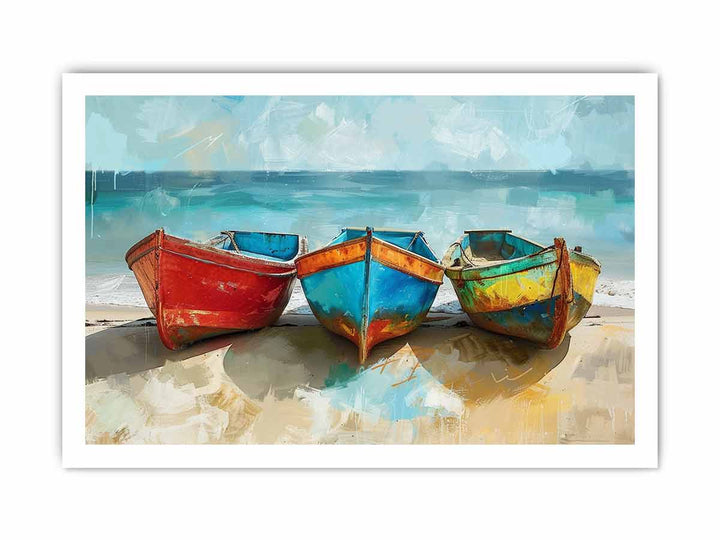 Colorful Boats Art framed Print