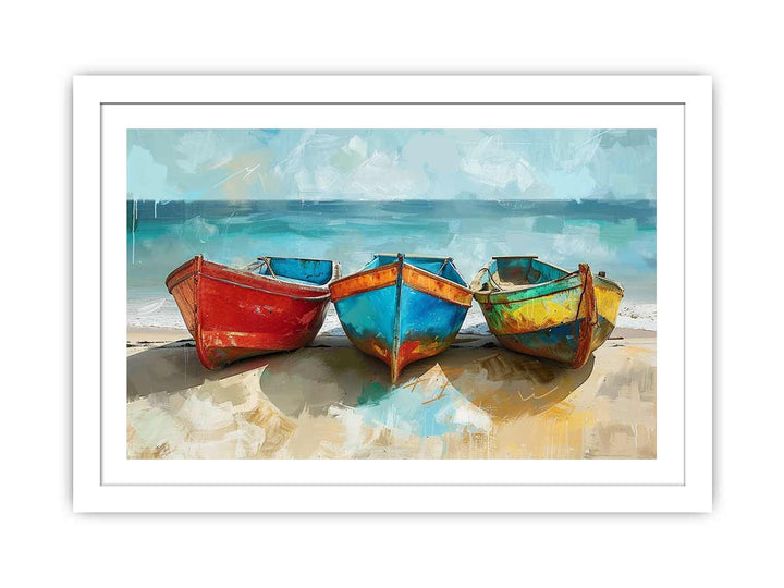 Colorful Boats Art framed Print