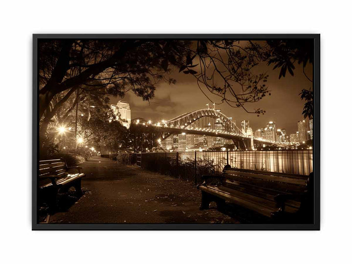 Story Bridge at Night Sepia canvas Print