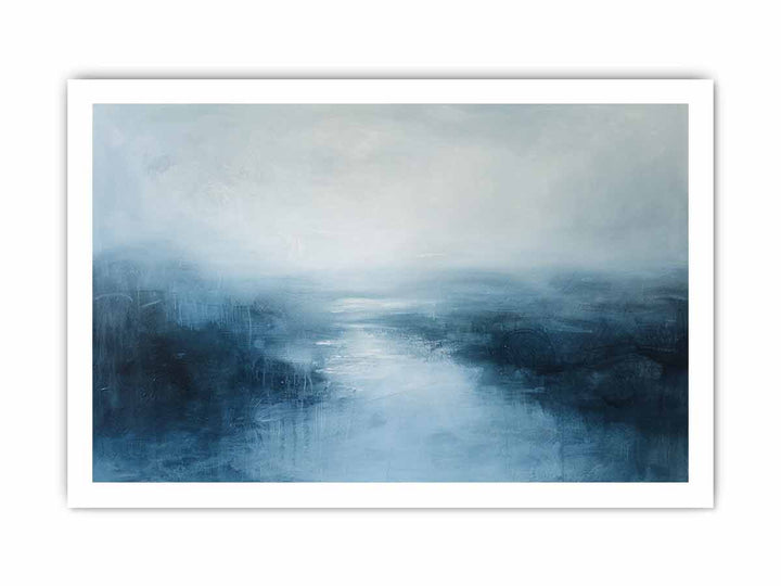 Blue  Abstract river framed Print