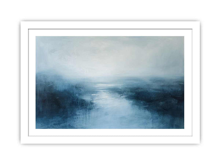 Blue  Abstract river framed Print