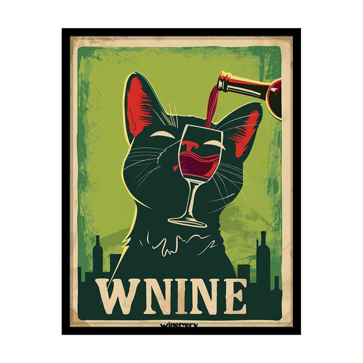 Cat red wine Art canvas Print