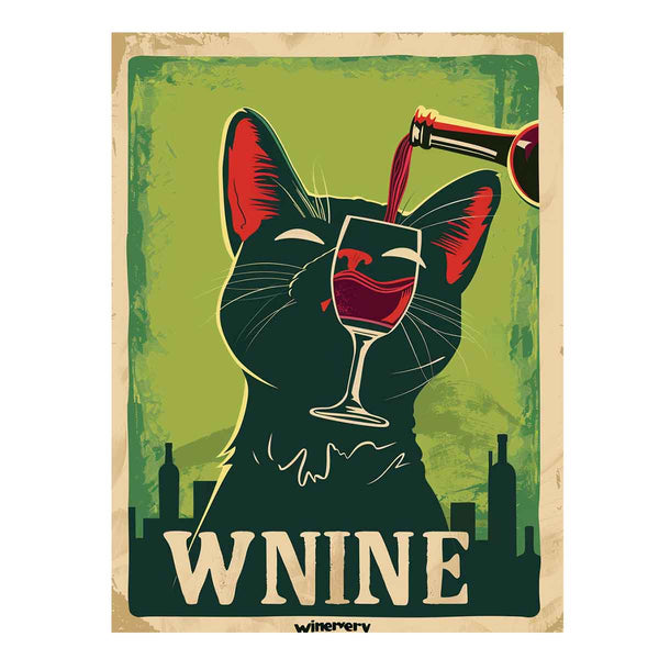 Cat red wine Art Print