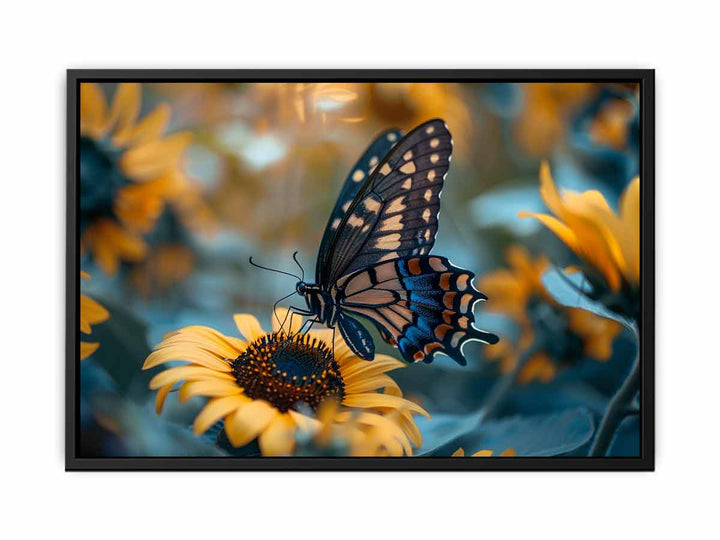 Sunflower Butterfly Art canvas Print