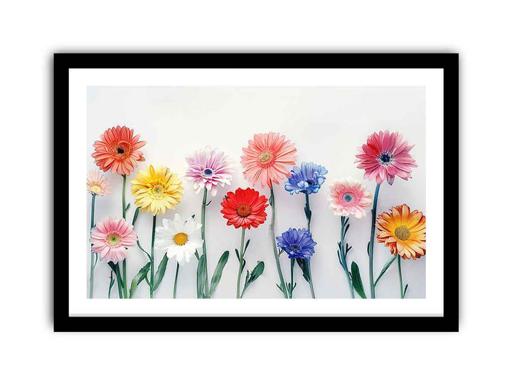 Watercolor Daisies Art framed Print