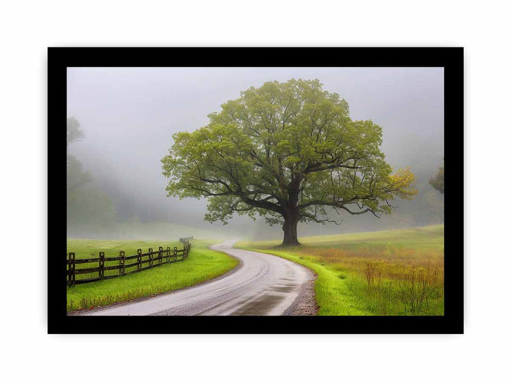 Foggy Road Art framed Print