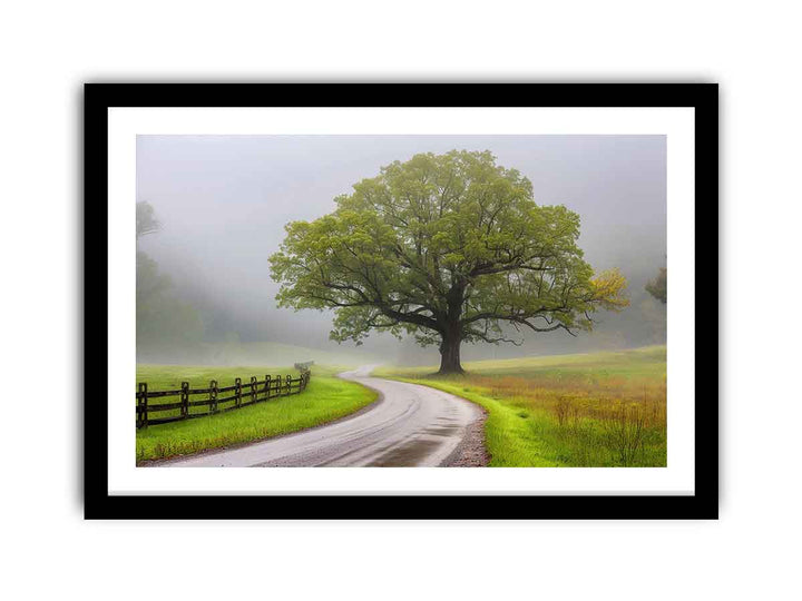 Foggy Road Art framed Print