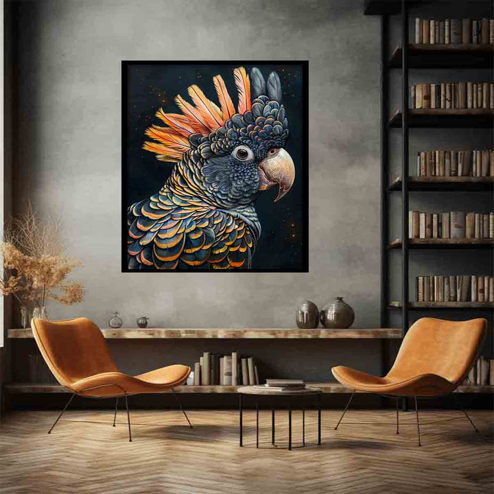 Cockatoo Black Art Print