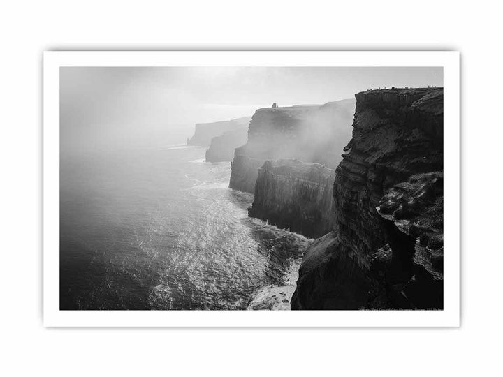 Cliff Black & white framed Print