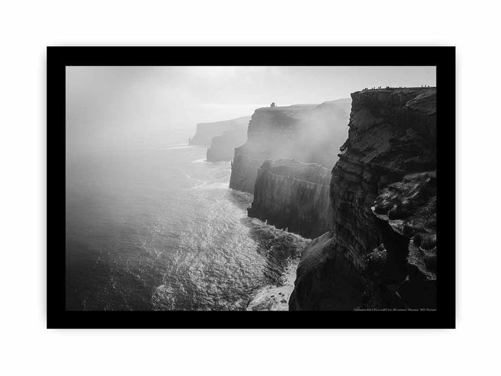 Cliff Black & white framed Print