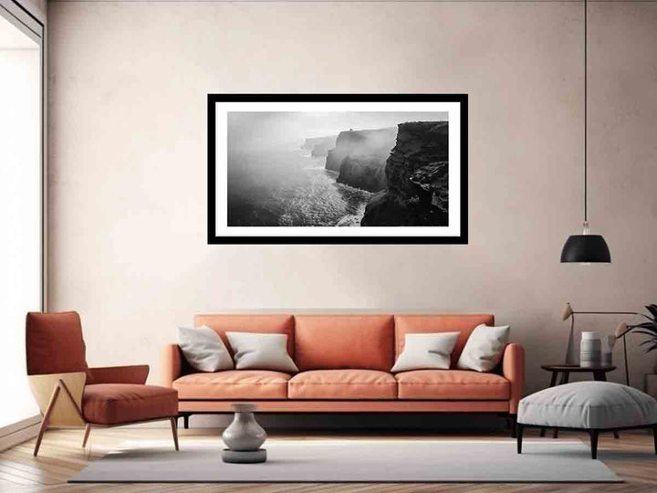 Cliff Black & white Art Print