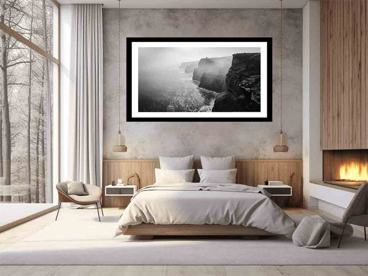 Cliff Black & white Art Print