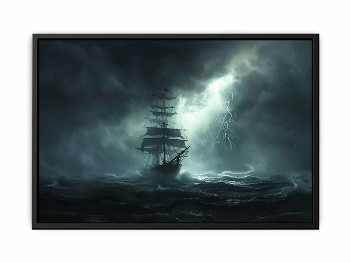 Ship  in Storm Art canvas Print