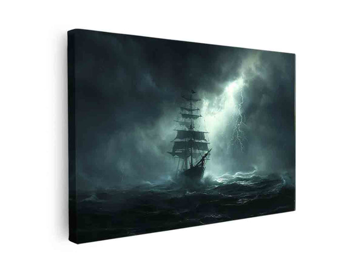 Ship  in Storm Art canvas Print