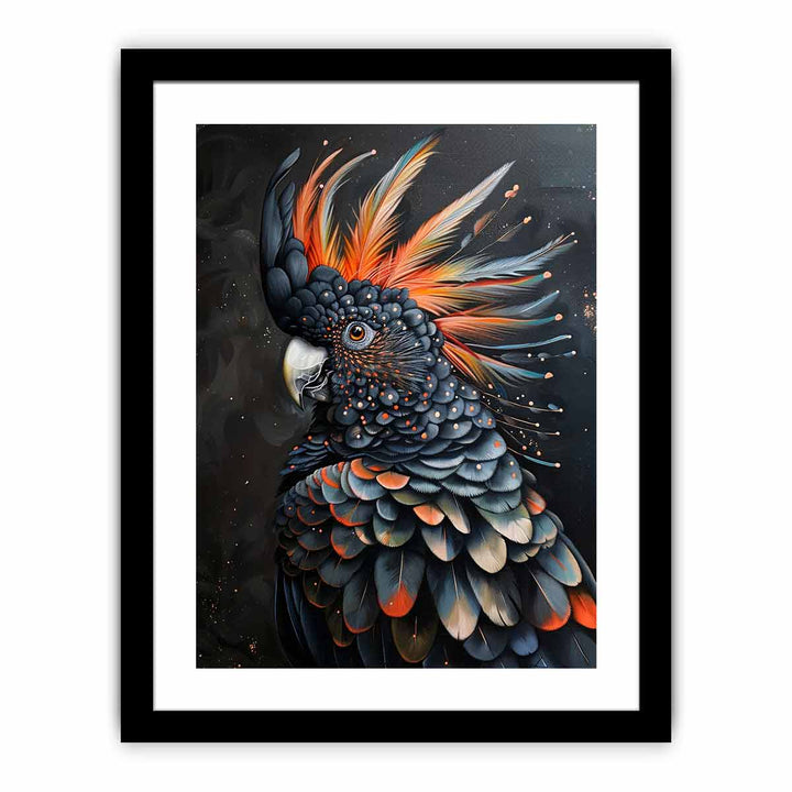 Cockatoo Black Art framed Print