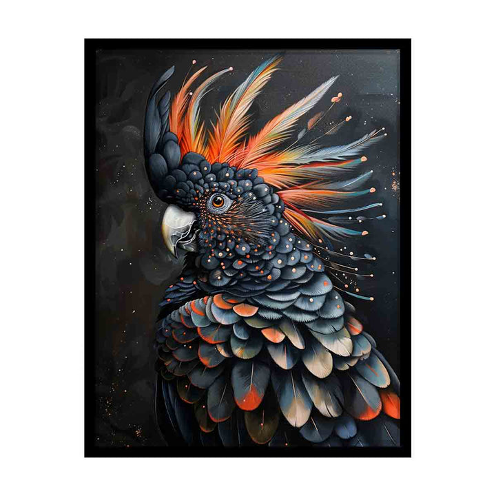 Cockatoo Black Art canvas Print