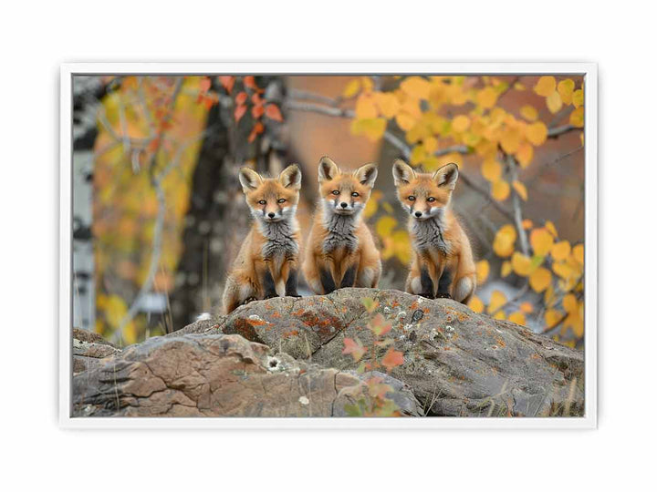 Three Red Fox Art Painting