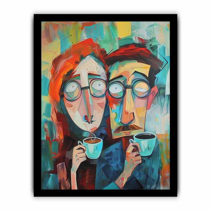 Coffee Couple Art framed Print