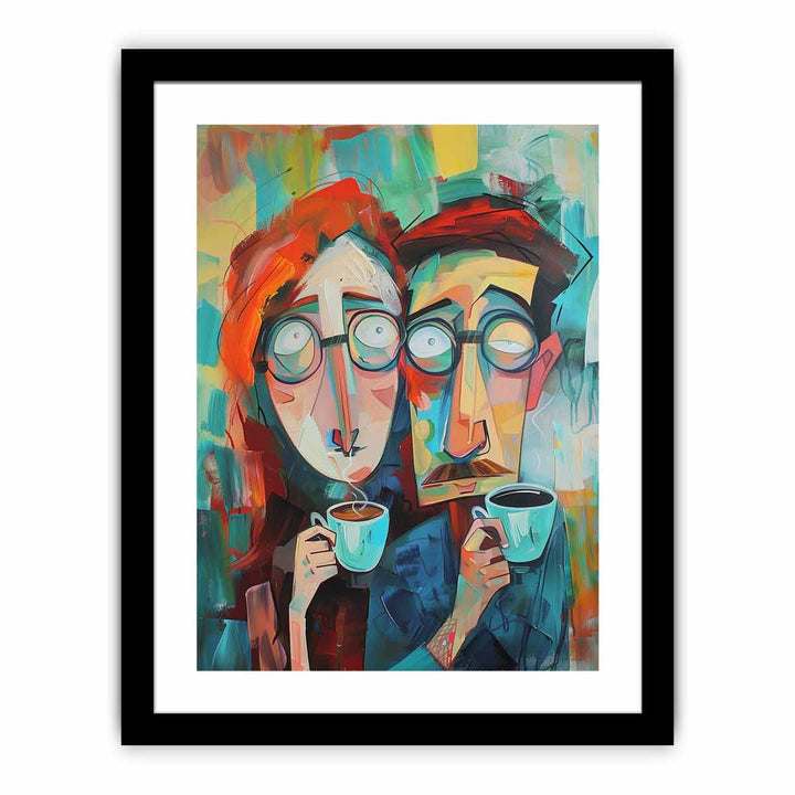 Coffee Couple Art framed Print