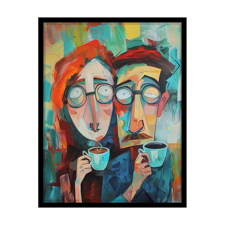 Coffee Couple Art canvas Print