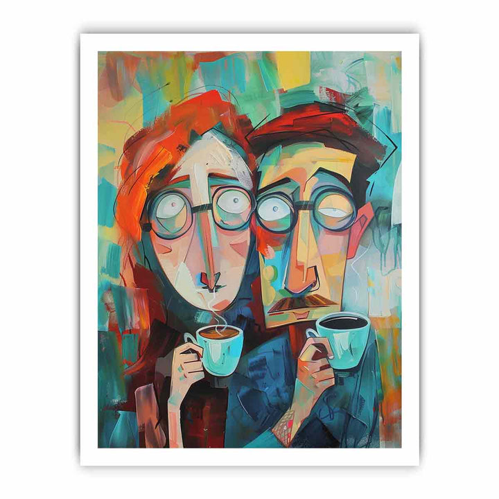 Coffee Couple Art framed Print