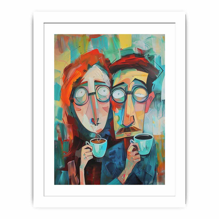 Coffee Couple Art framed Print