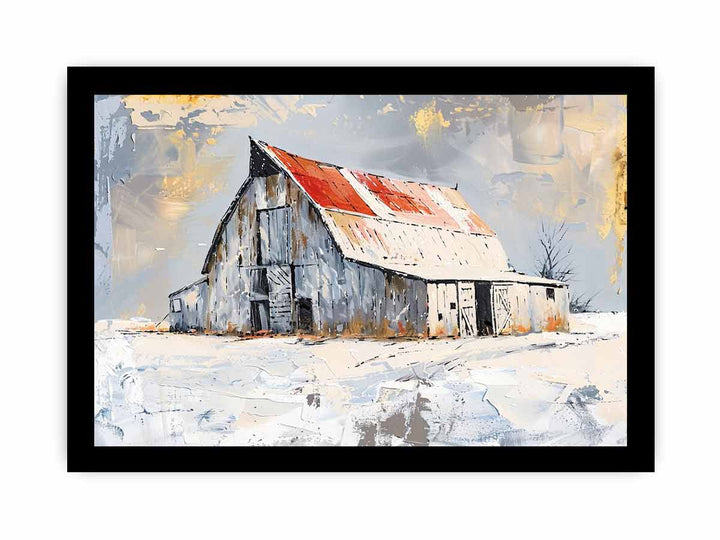 white barn art Art framed Print