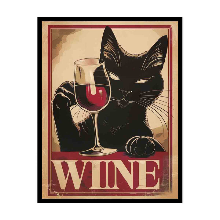 Vintage cat & wine canvas Print