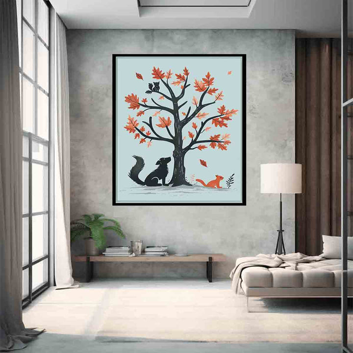 oak tree & animals Art Print