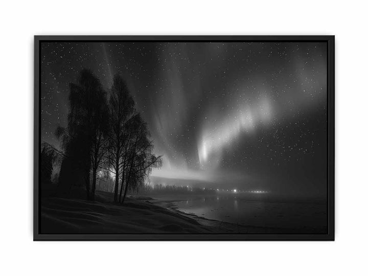 northern lights  balack &  white   canvas Print