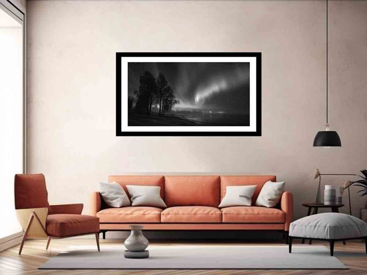 northern lights  balack &  white  Art Print