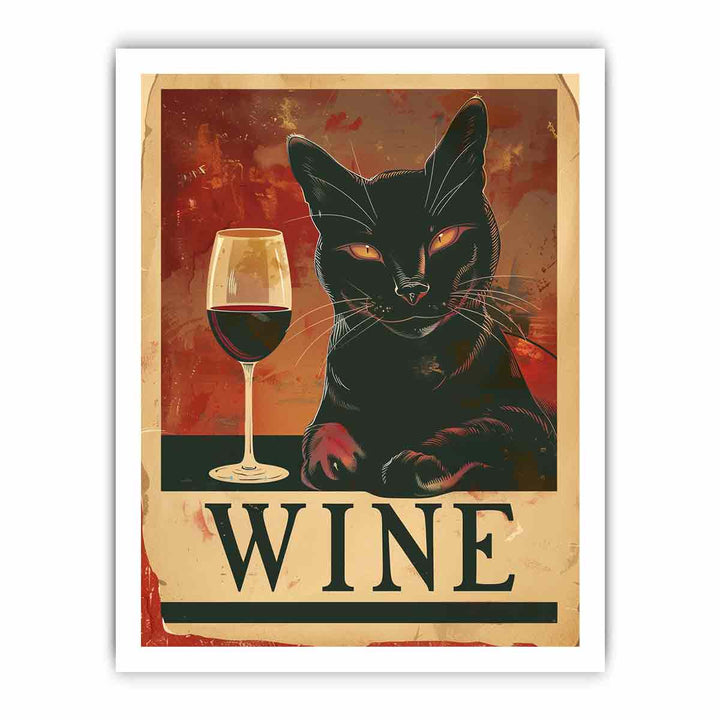 Red wine & cat Art framed Print