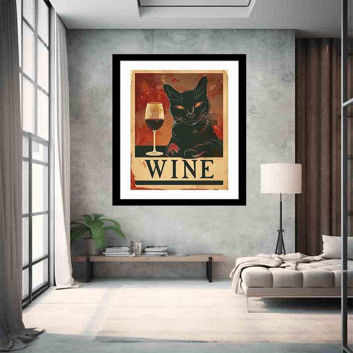 Red wine & cat Art Print