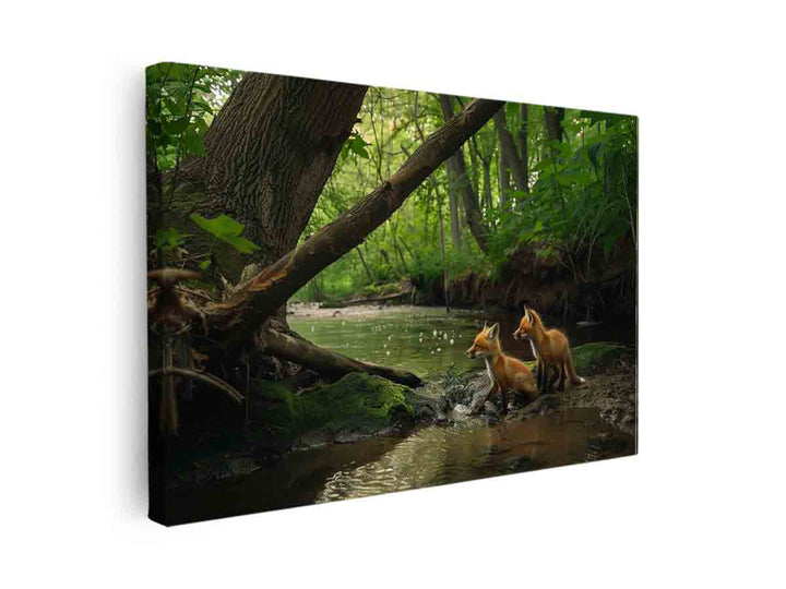 Red fox in Jungle  Art  canvas Print