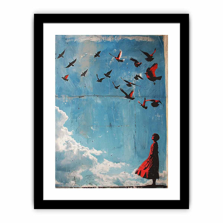 Birds in Sky framed Print