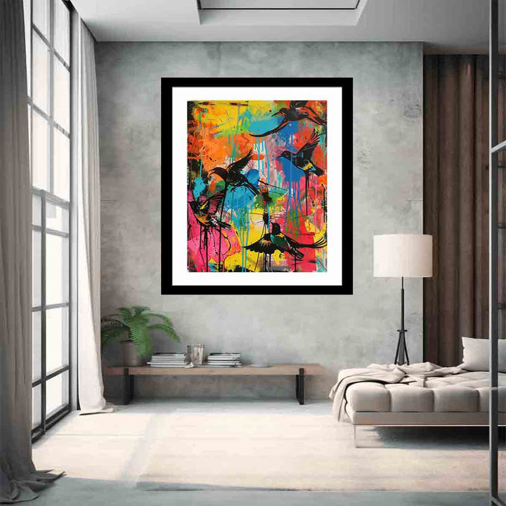 Graffiti Birds Flying Art Print