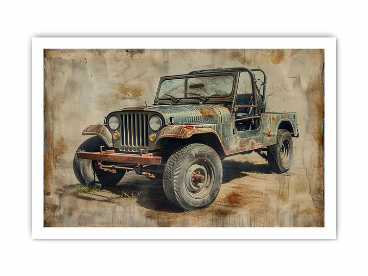 Vinatge Jeep Art framed Print