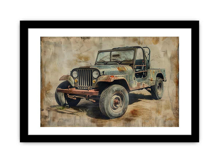 Vinatge Jeep Art framed Print