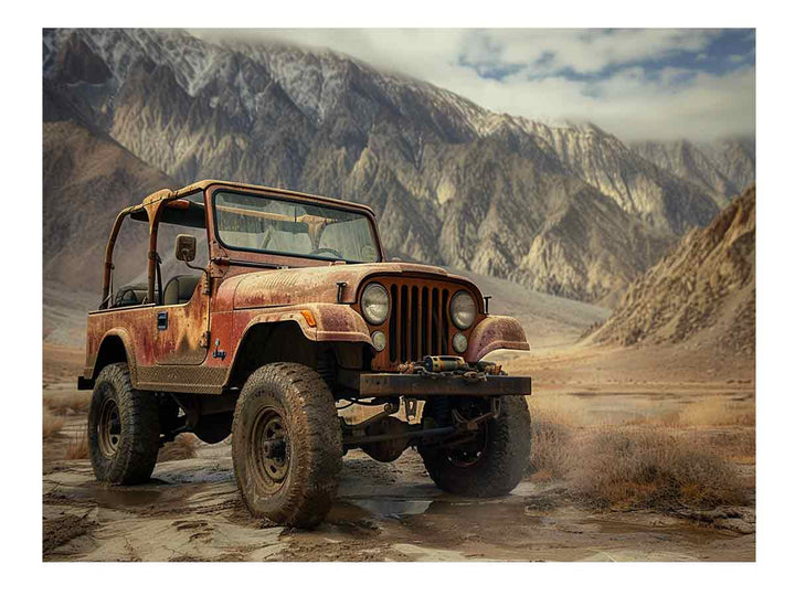 Vinatge Jeep  Painting Art Print