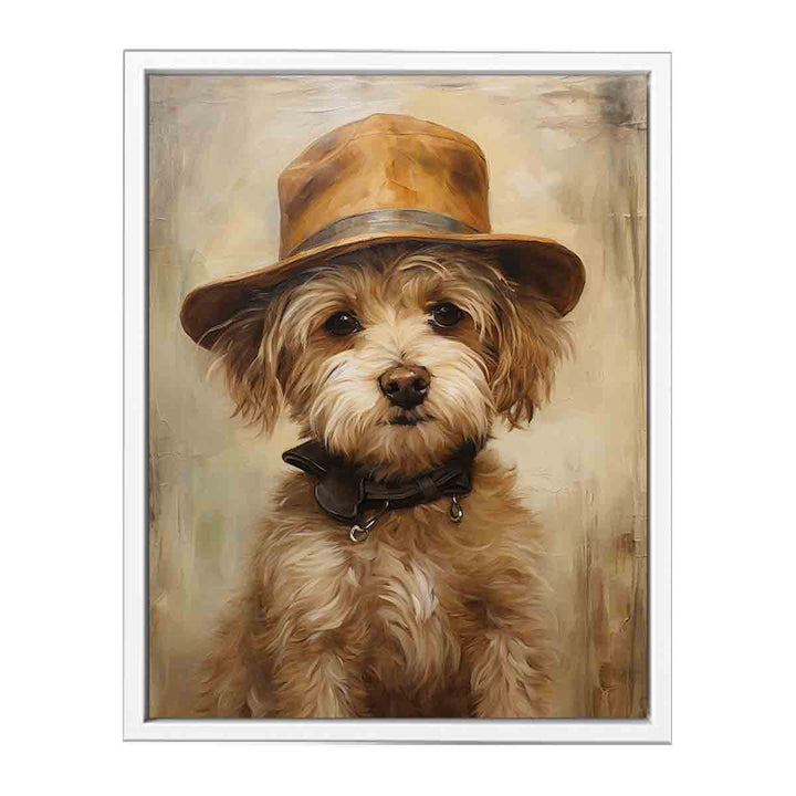 Dog Wearing Hat Art  Canvas Print