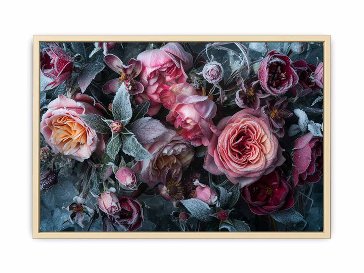 Frozen flowers Art Framed Print