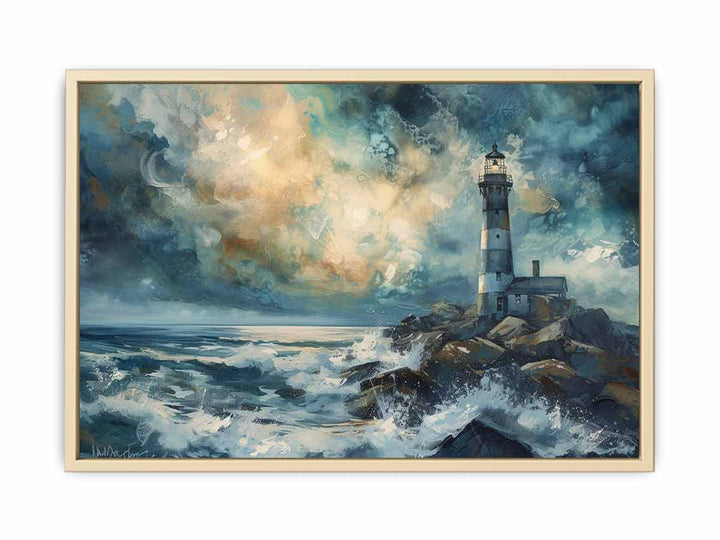 Rocky Shore Lighthouse Framed Print