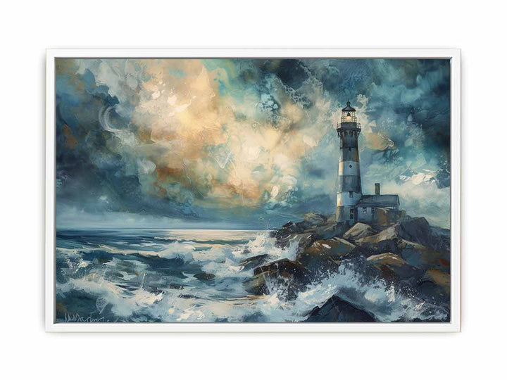 Rocky Shore Lighthouse  Canvas Print