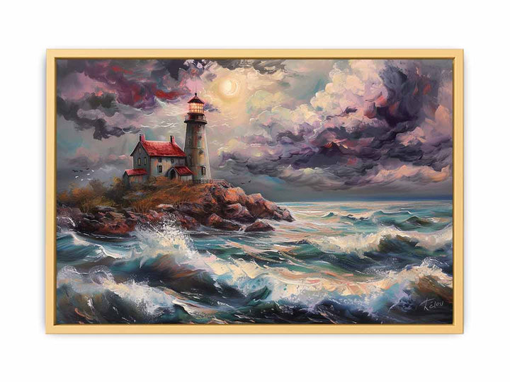 Rocky Shore Lighthouse Art  Poster