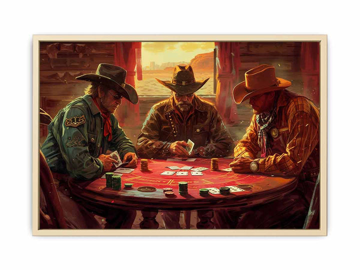 Cowboys Playing Poker Framed Print