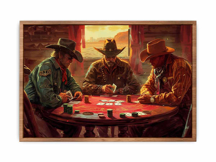 Cowboys Playing Poker  Painting